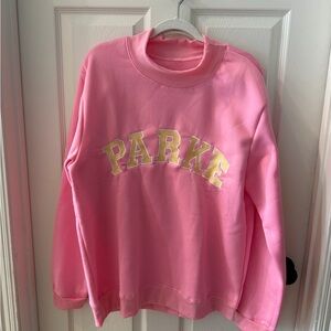 Pink Sweatshirt with Yellow Lettering